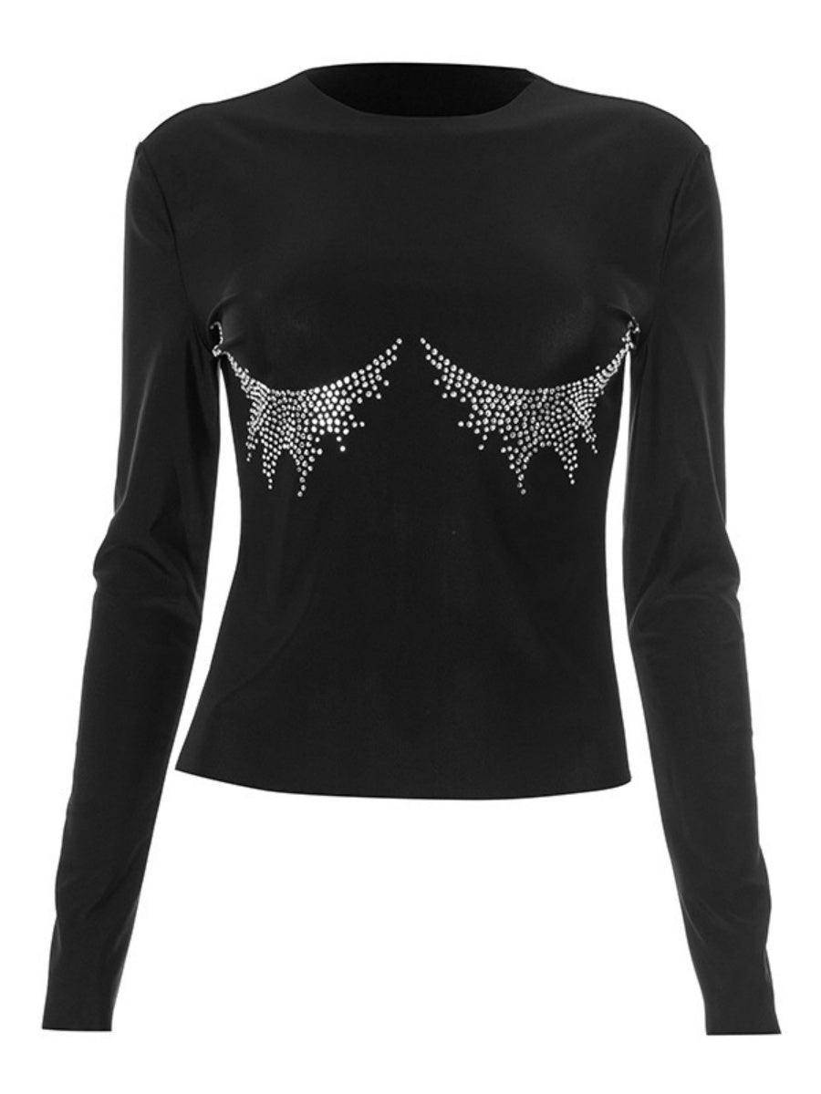 Black Women's Hot Diamond Long sleeve T-shirts