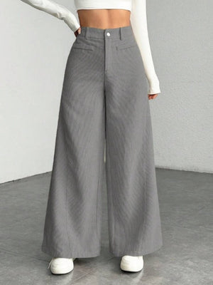 High Waist Loose Slimming Solid Color Wide Leg Pants