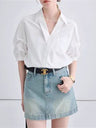 Loose-fitting, Versatile Blended Chiffon Short-sleeved Top