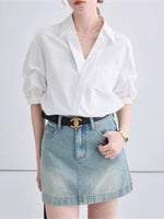 Loose-fitting, Versatile Blended Chiffon Short-sleeved Top