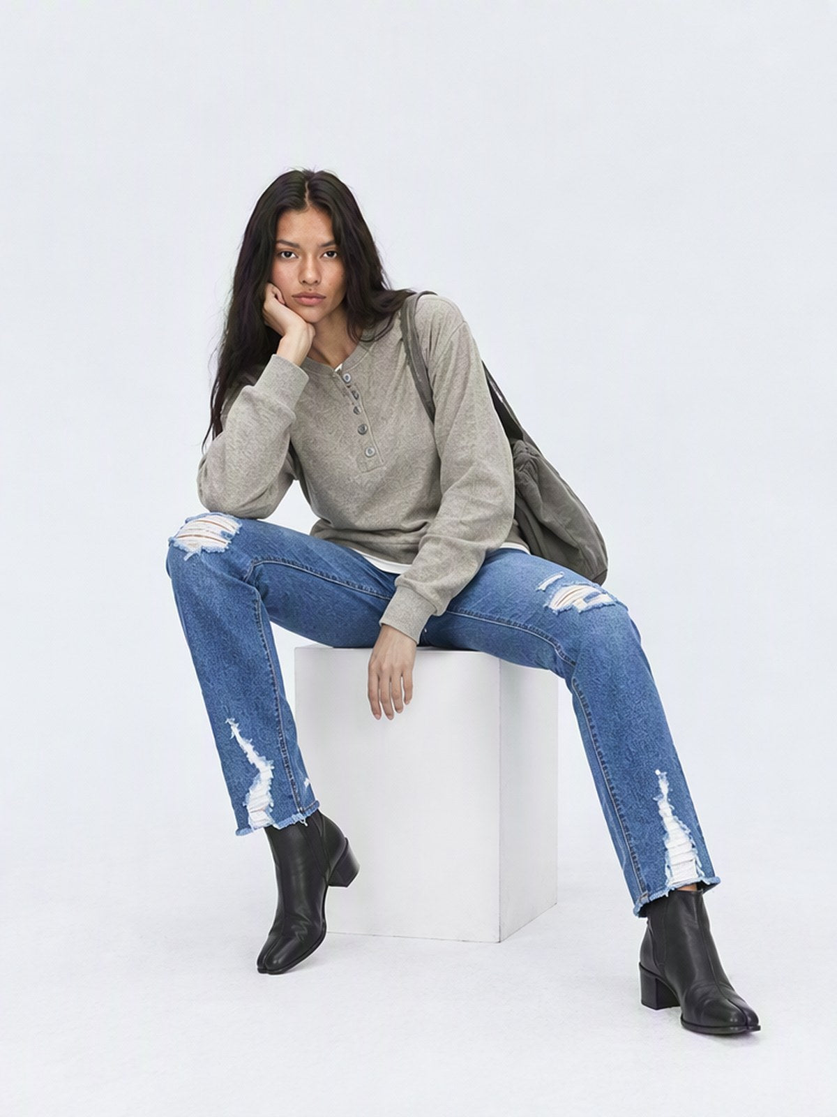 Washed Hole Stretch High-waisted And Slimming Pencil Pants Jeans