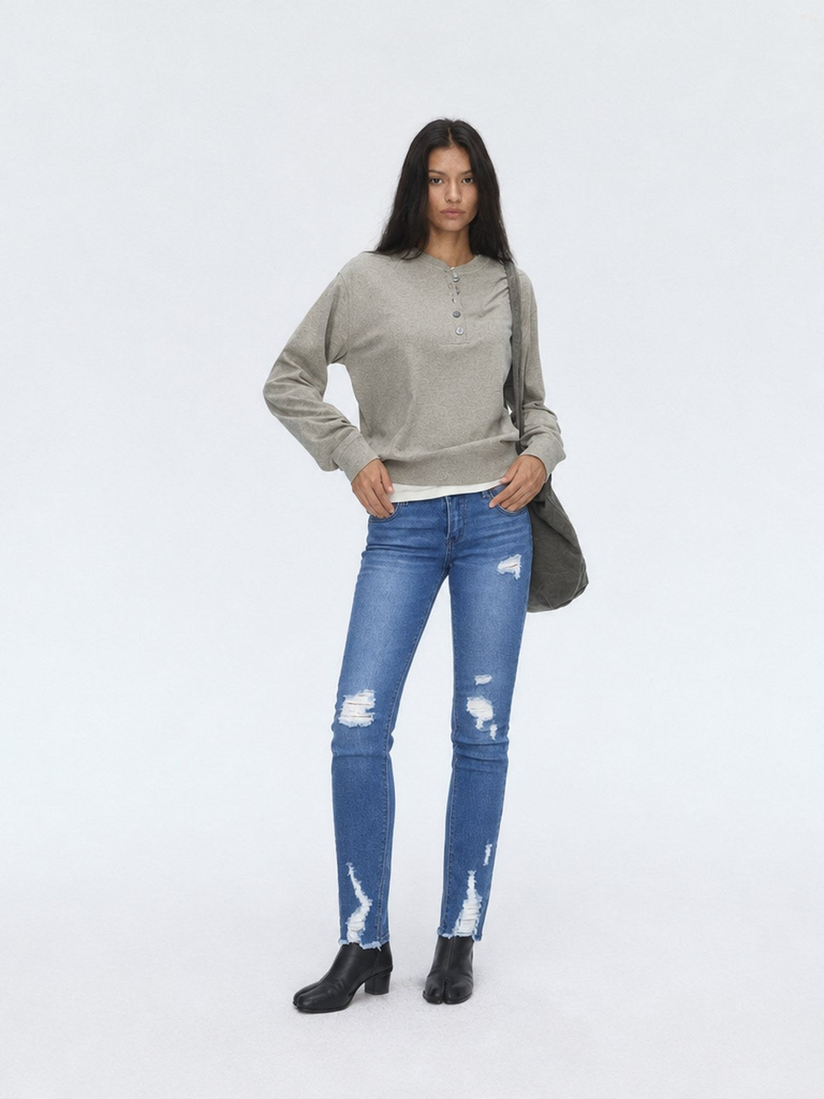 Washed Hole Stretch High-waisted And Slimming Pencil Pants Jeans