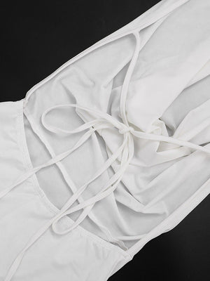 A-line, Backless, Drawstring Bodysuit