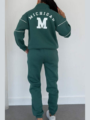 Letter Long-sleeved Hoodless Sweatshirt Pants Casual Sportswear Two-piece Set