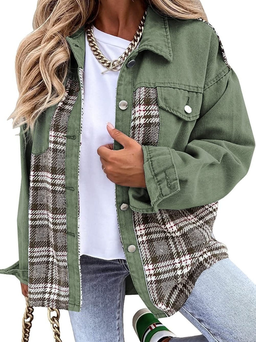 Liber Autumn Women's Contrasting colors Plaid Jackets