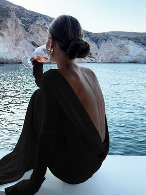 Sexy Backless Slim Fit Long Sleeve Dress