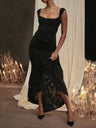Sleeveless Solid Color Off-shoulder Sleeveless Fishbone Waist Dress