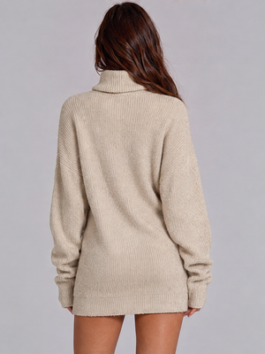 New Autumn/winter Women's High-neck Long-sleeved Knitted Long Sweater Top