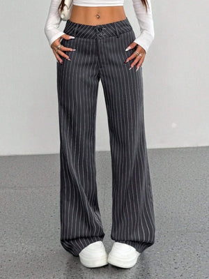 Slim Fit Stripes Trumpet Pants