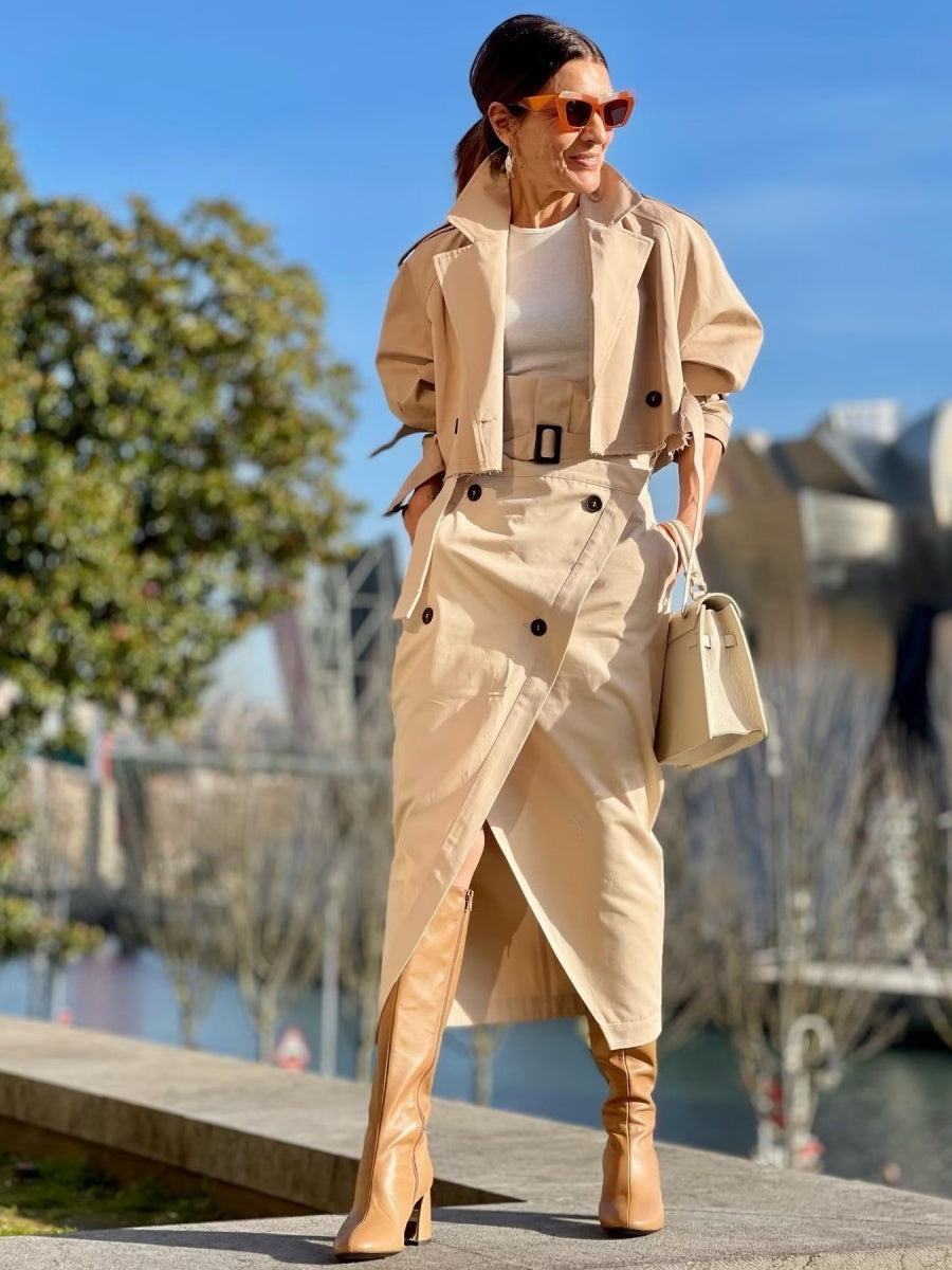 Liber Autumn Women's Buttons Trench Coats