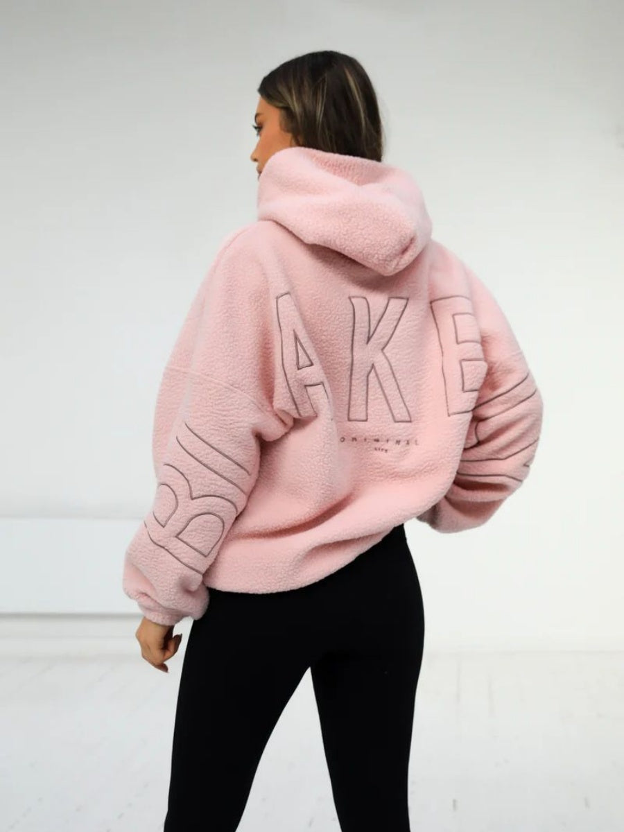 Fleece Letter Embroidery Thick Hooded Sweatshirt
