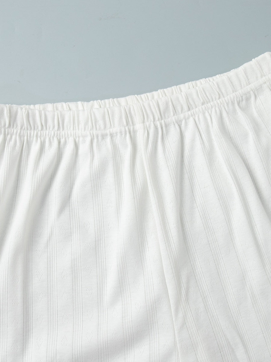 Ensemble de nuit deux pièces à manches longues en maille jacquard ajourée à motif cœur