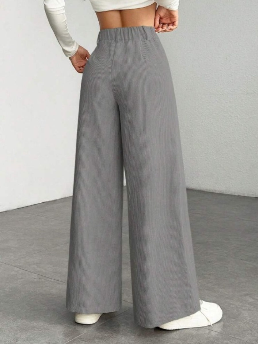 High Waist Loose Slimming Solid Color Wide Leg Pants