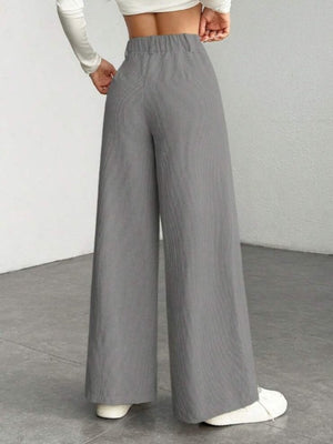High Waist Loose Slimming Solid Color Wide Leg Pants