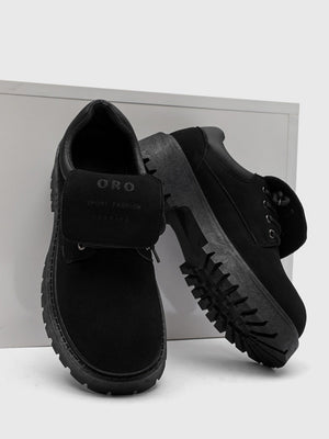 Chaussures de travail tendance à plateforme en daim marron avec inscription