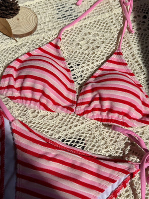 Striped Terry Cloth Sexy Two-piece Bikini