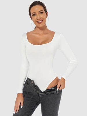 Slim Fit U-neck Long Sleeve Slimming Bodysuit
