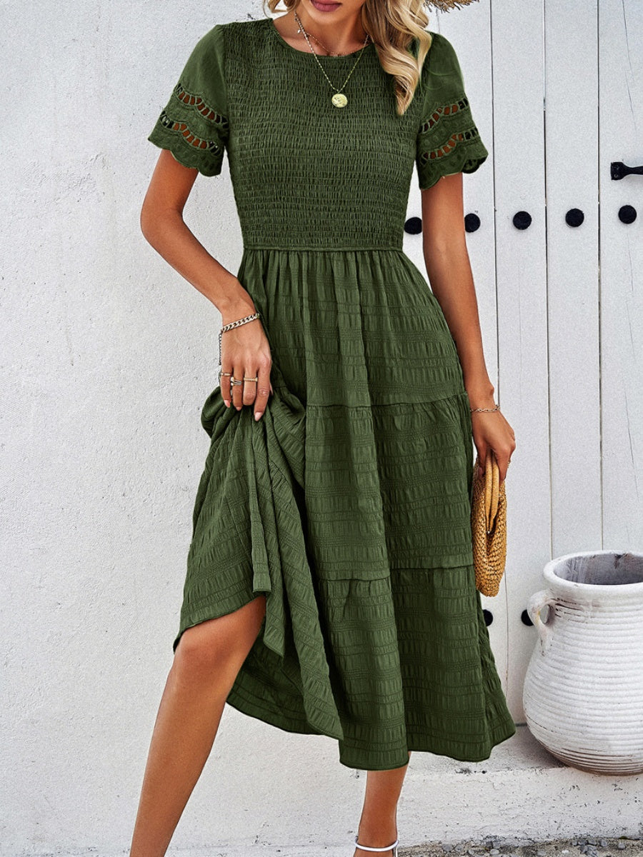 Hollow-out Lace Sleeves, Long Hollow-out Dress
