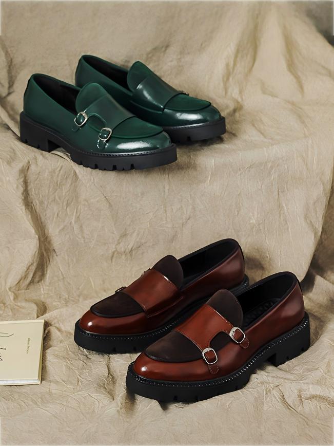 Patchwork Platform Slip-on Loafers