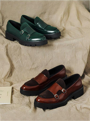 Patchwork Platform Slip-on Loafers