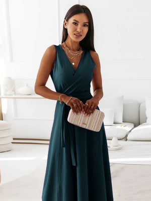 Lace Up V-neck Formal Dress Maxi Dresses