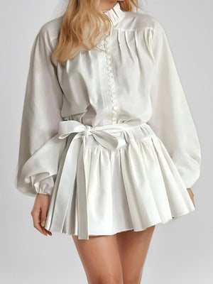 Elegant And Fashionable Long-sleeved Tie Printed Mini&Short Dresses