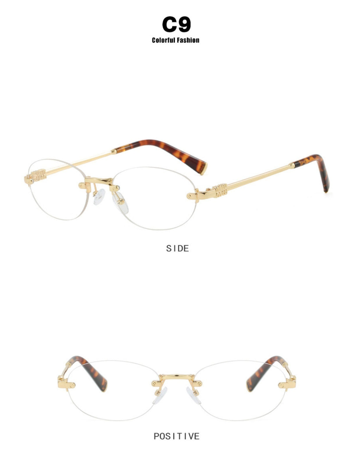 Oval Retro Frameless Sunglasses