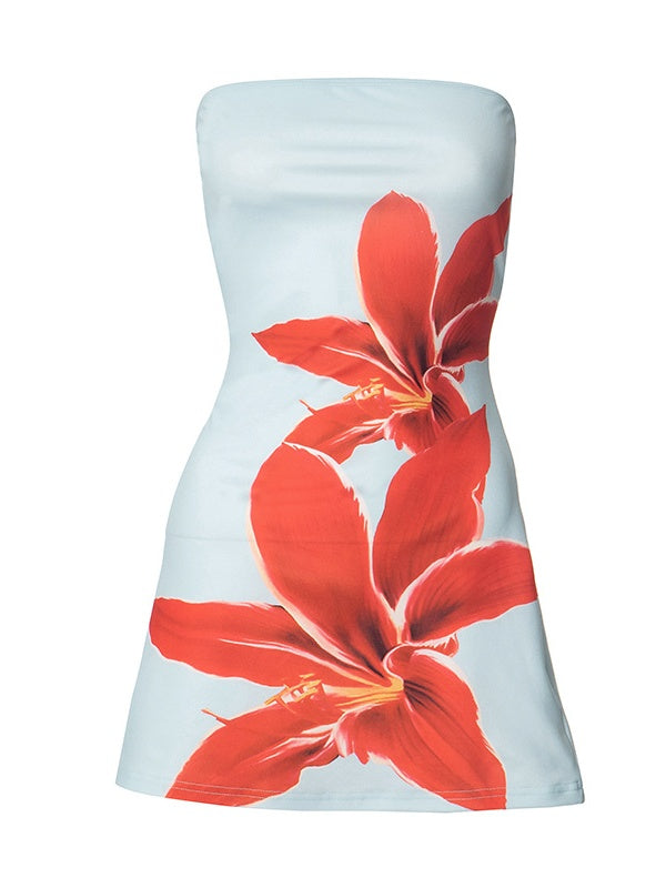 Liber Summer Women's Off-shoulder Flowers Mini&Short Dresses