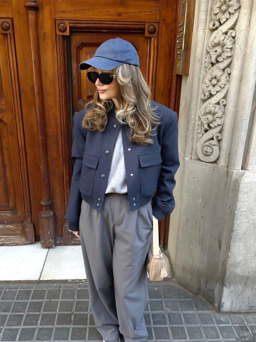 Liber Autumn Women's Baseball uniform Solid Color Jackets