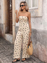 Retro Polka Dots High-waisted Wide-leg Pants Vacation Jumpsuits