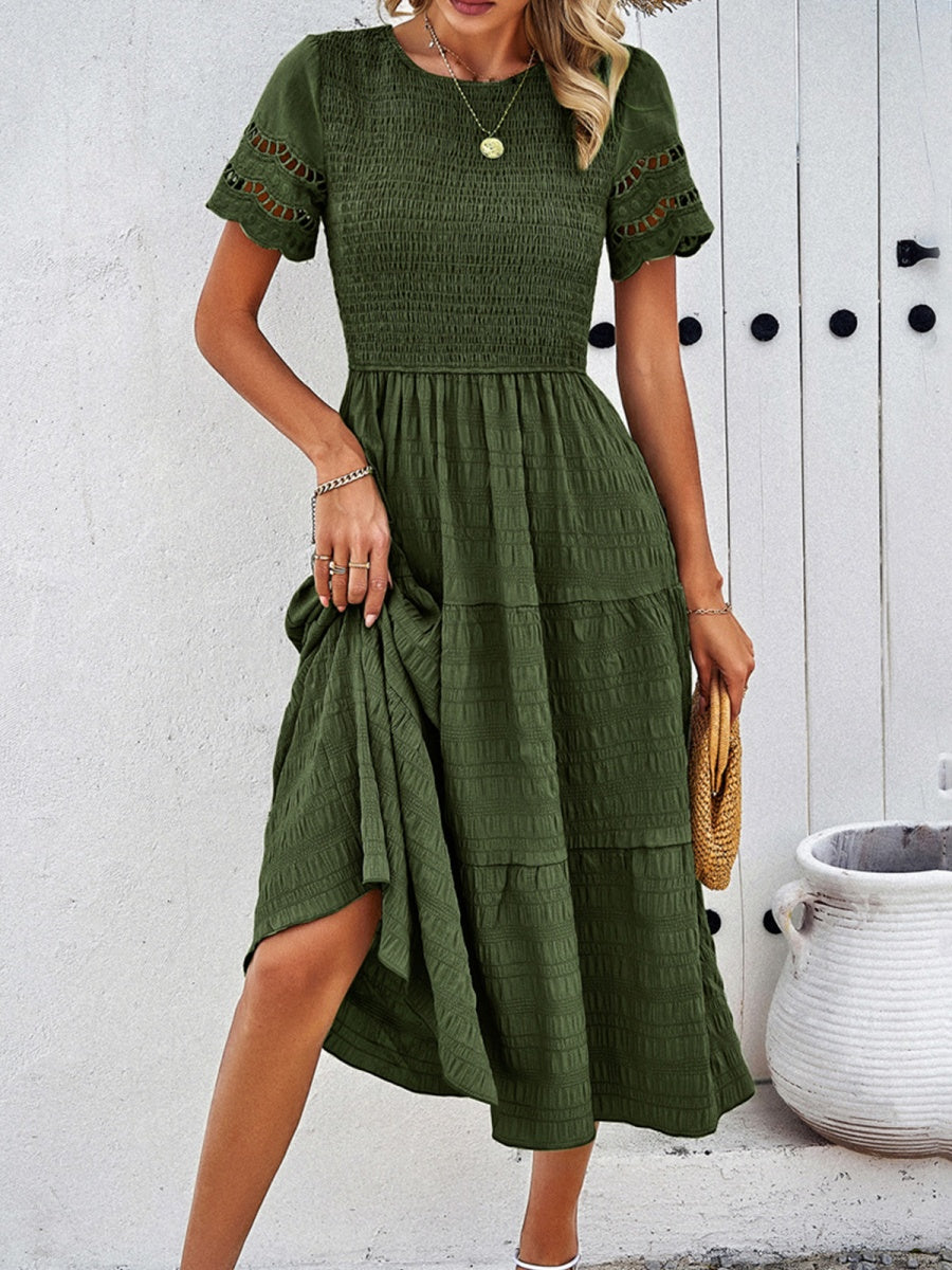 Hollow-out Lace Sleeves, Long Hollow-out Dress