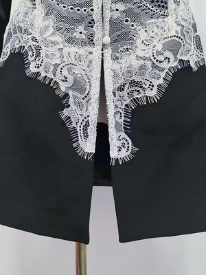 Lace-trimmed V-neck Suit Jacket