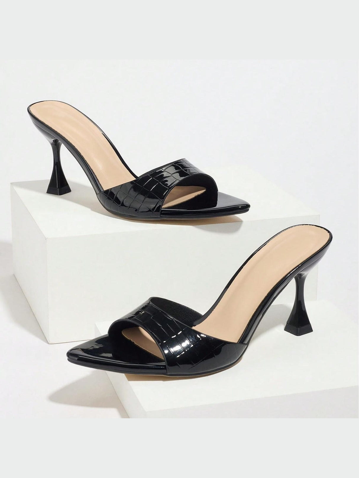 Embossed High-heeled Sandals