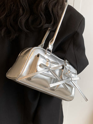 Bow-knot Horizontal Square Zipper Handbag