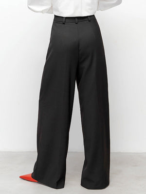 Casual, Slimming, High-waisted, Floor-length Suit Pants