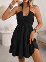Halter V-neck Drawstring Loose-fit Vacation Maxi Dresses