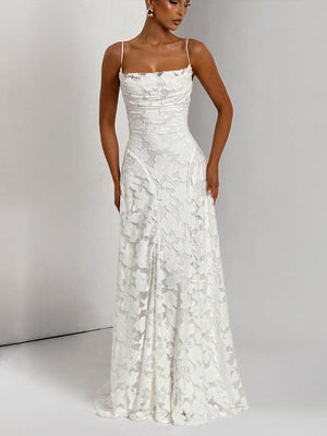 Backless Blended Formal Dress Maxi Dresses