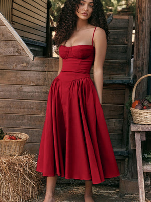 Camisoles Big Swing Solid Color Midi Dresses