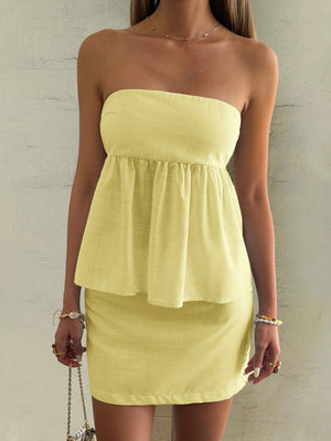 Vacation Strapless Short Dress Two-piece Set