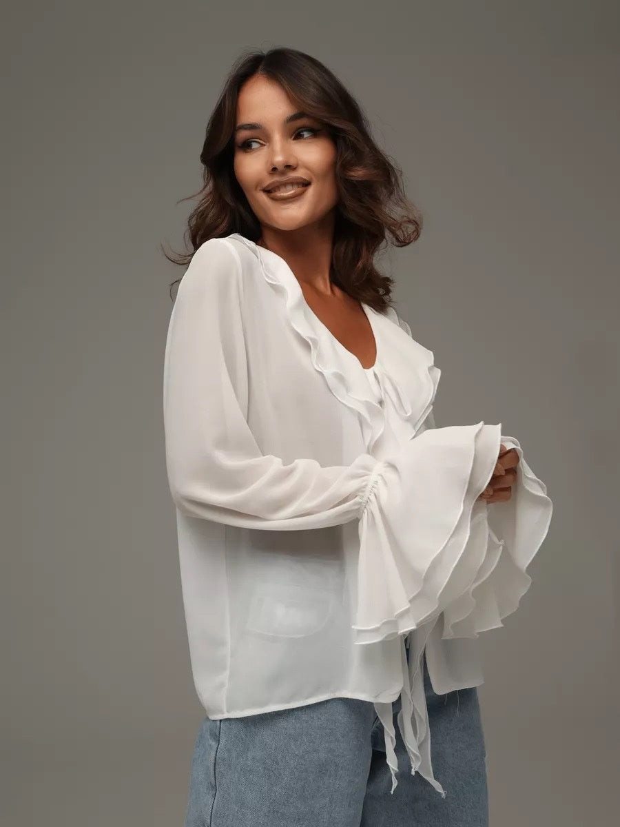 Liber Spring Women's Ruffle Chiffon shirt