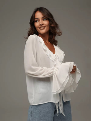 Liber Spring Women's Ruffle Chiffon shirt