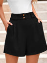 High-waisted Solid Color Comfortable Shorts With Pockets
