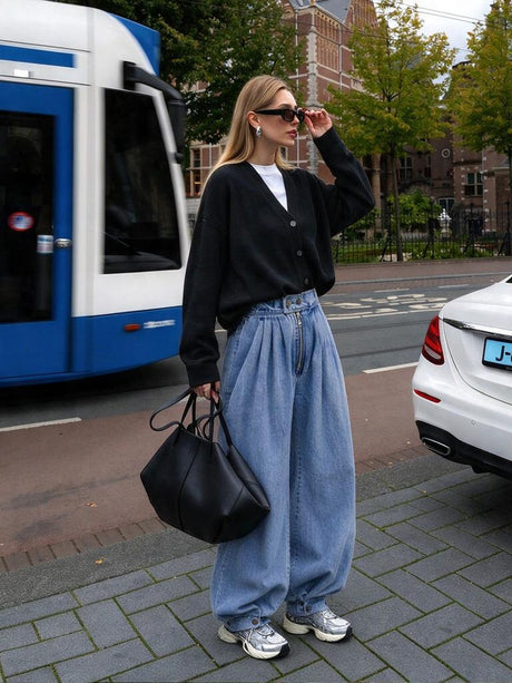 Y2k High-waisted And Tapered Legs Balloon Pants Jeans