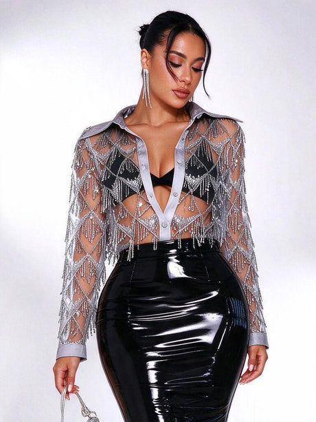 Glossy PU Leather Tight Fit Hip-hugging High Waist Zipper Skirts