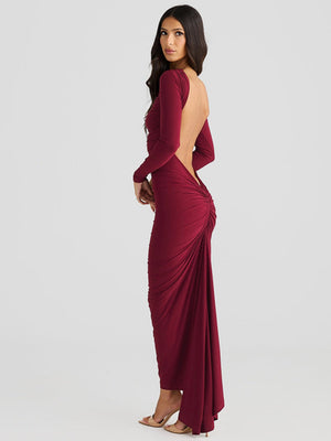 Liber Autumn Women's Backless Pleated Maxi Dresses
