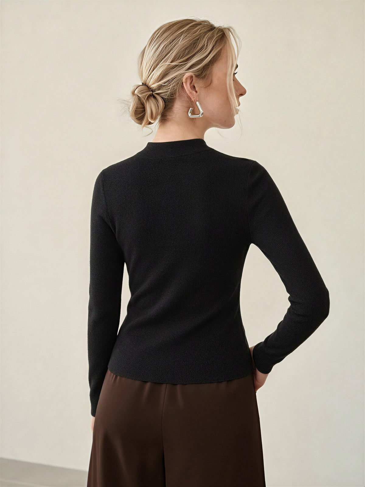 100% Merino Cotton & Wool Seamless Turtleneck Sweater