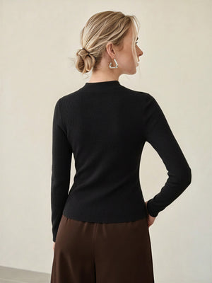 100% Merino Cotton & Wool Seamless Turtleneck Sweater