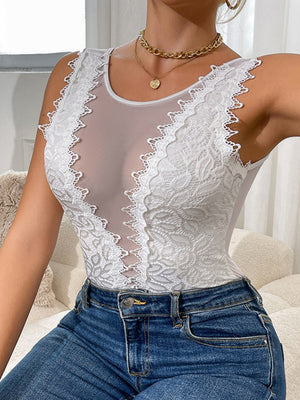 Lace Trim Hollow Bodysuits