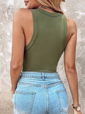 With Bra Crew Neck Solid Color Tank Tops