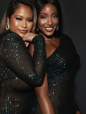 One Shoulder Bandeau Sequins Mini&Short Dresses